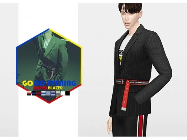 Alpha Good Evening Belted Blazer by waekey - The Sims 4 Custom Content