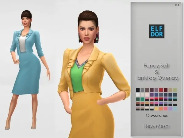 Maxis Match Fancy Suit Tanktop Overlay - The Sims 4 Custom Content