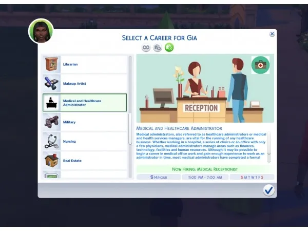 Mix Medical and Healthcare Administrator Career by kaisimscc - The Sims 4 Custom Content