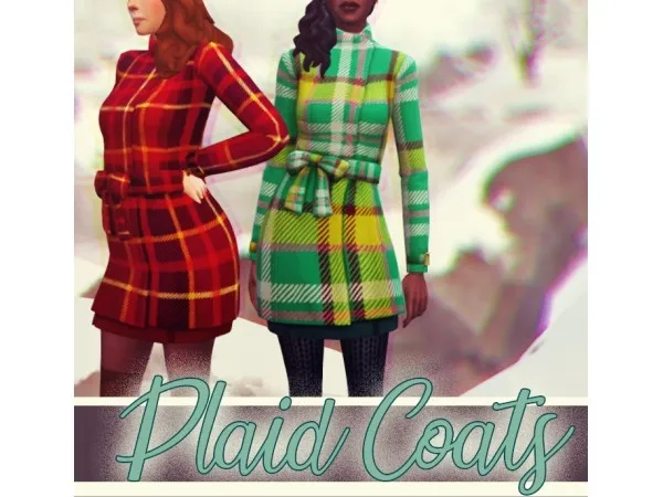 Maxis Match EA Seasons Coat Bow Plaid Recolor by missrubybird - The Sims 4 Custom Content