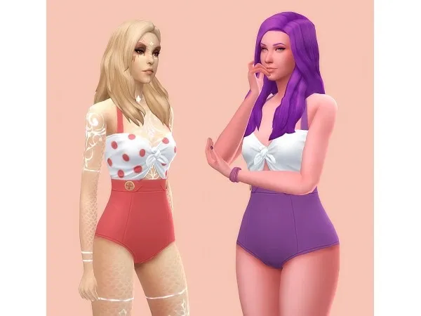 Maxis Match Retro Swimsuit by yuuletidesimming - The Sims 4 Custom Content