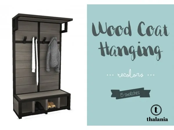 Alpha Wood coat Hanger RECOLORS by thalania - The Sims 4 Custom Content