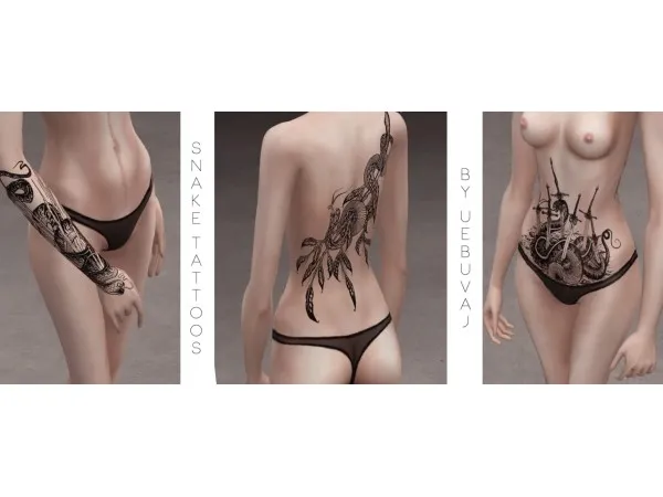 Mix Snake tattoos set by uebuvajotsyuda - The Sims 4 Custom Content