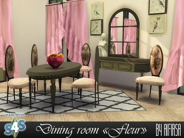 Alpha Dining room Fleur by aifirsa - The Sims 4 Custom Content