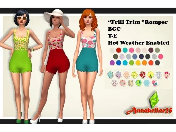 Maxis Match Frill Trim Romper by annabellee25 - The Sims 4 Custom Content