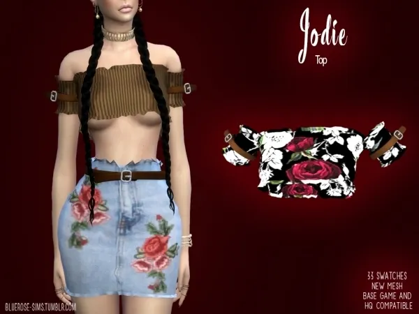 Alpha BlueRose sims Jodie Top - The Sims 4 Custom Content