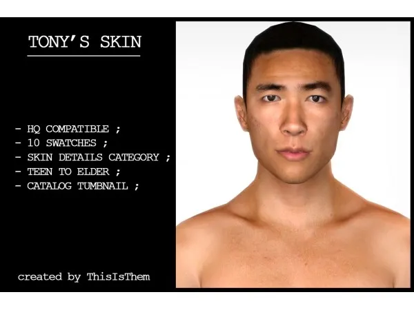 Alpha Tonys Skin by thisisthem - The Sims 4 Custom Content