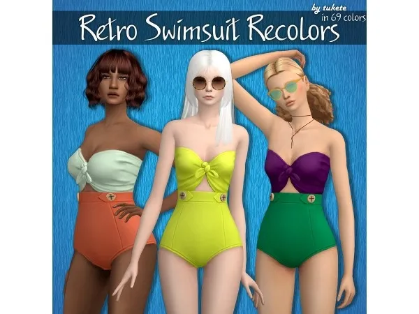 Maxis Match Retro Swimsuit Recolors by tukete - The Sims 4 Custom Content