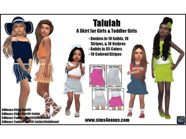 Alpha Talulah A Skirt for Girls Toddler Girls by sims4nexus - The Sims 4 Custom Content