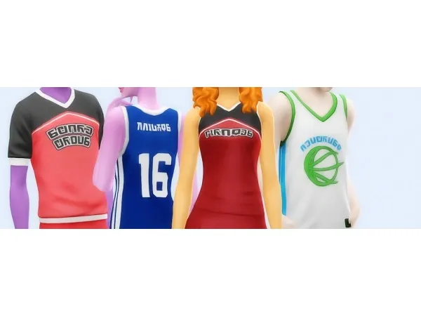 Maxis Match Berry Sweet Schools Basketball Top and Cheerleading Uniforms Simlish Edition by noodlescc - The Sims 4 Custom Content