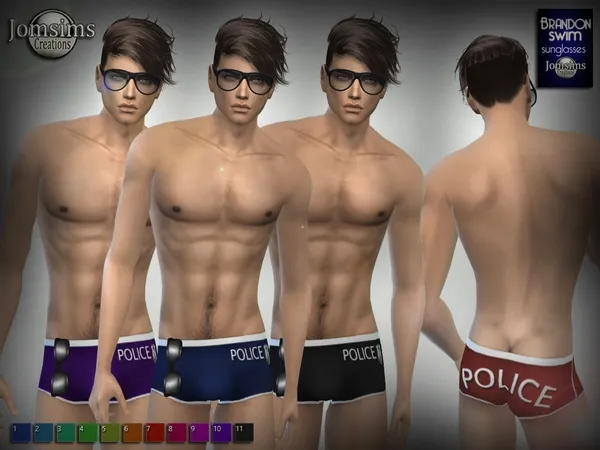 Alpha Brandon swimsuits sunglasses - The Sims 4 Custom Content
