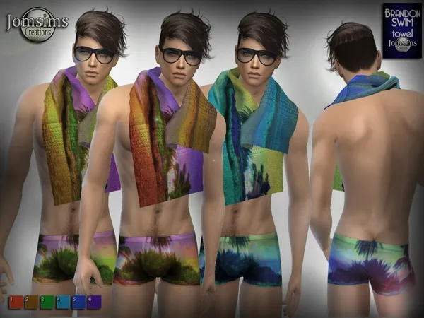 Alpha Brandon swimsuits towel - The Sims 4 Custom Content