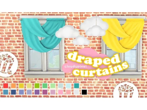 Maxis Match Movie hangout draped curtains by cloudypixel - The Sims 4 Custom Content