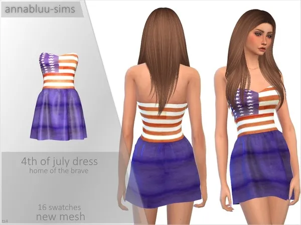 Alpha Annabluu's 4th of July Dress - The Sims 4 Custom Content