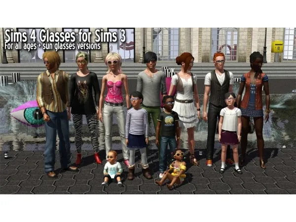 Sims 4 to 3 Glasses for Teens Adults Elders by aroundthesims3 - The Sims 3 Custom Content