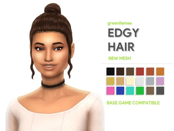 Maxis Match greenllamas EDGY HAIR - The Sims 4 Custom Content