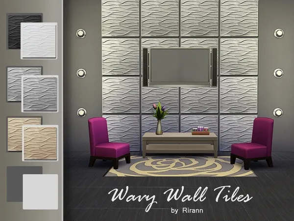 Alpha Wavy Wall Tiles - The Sims 4 Custom Content