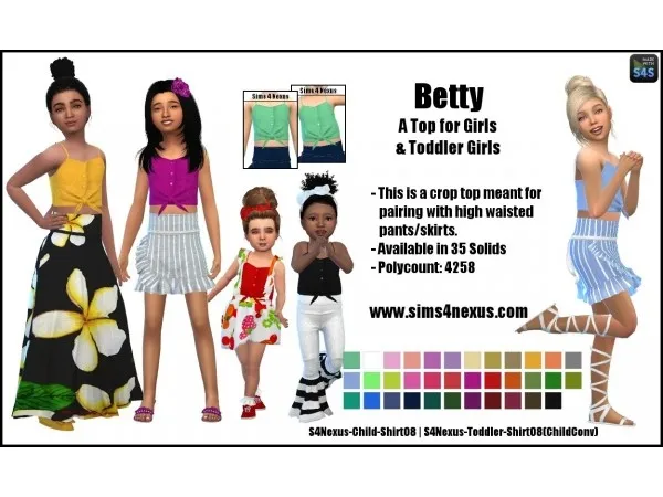 Alpha Betty A Top for Girls Toddler Girls by sims4nexus - The Sims 4 Custom Content