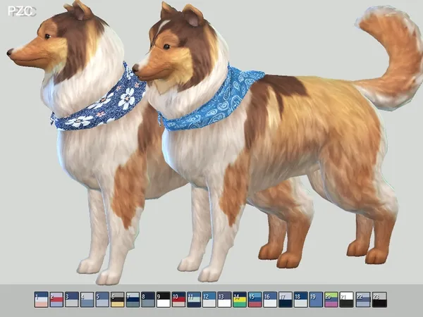 Alpha Summer Denim Bandanas For Small Dogs - The Sims 4 Custom Content