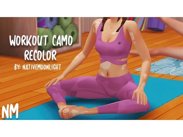 Maxis Match Workout Camo Recolor by nativemoonlight - The Sims 4 Custom Content