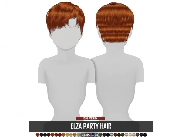 Alpha ELZA PARTY HAIR KIDS VERSION by redheadsims - The Sims 4 Custom Content