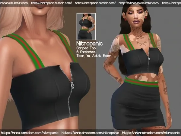 Alpha Striped Top by nitropanic - The Sims 4 Custom Content