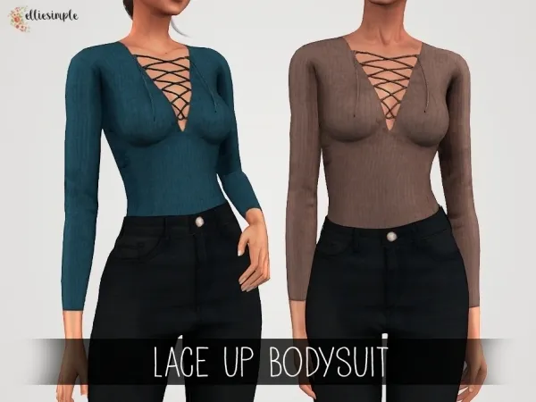 Alpha Elliesimple Lace up Bodysuit - The Sims 4 Custom Content