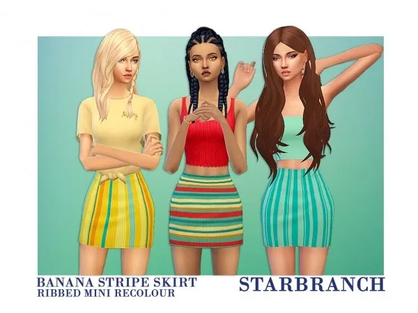 Maxis Match stripey recolour of trillykes ribbed mini skirt by starbranch - The Sims 4 Custom Content