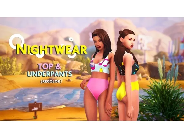 Maxis Match Nightwear top underpants recolor by ivysv - The Sims 4 Custom Content