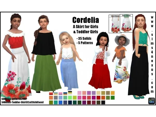 Alpha Cordelia A Skirt for Girls Toddler Girls by sims4nexus - The Sims 4 Custom Content