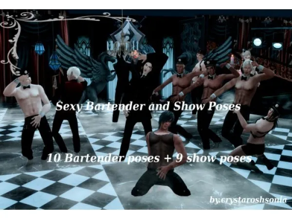 Alpha Sexy Bartender and Show Poses by crystarosh - The Sims 4 Custom Content