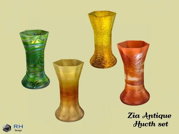 Zia Stained Glass Vase Hexagon - The Sims 4 Custom Content