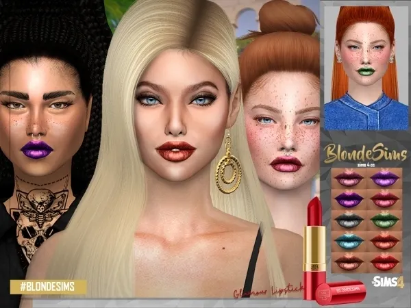 Alpha Glamour Lipstick by ruchellsims - The Sims 4 Custom Content