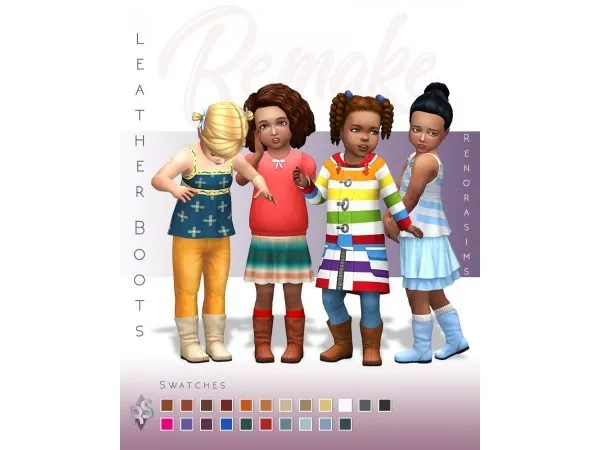 Maxis Match Toddler Leather Boots by renorasims - The Sims 4 Custom Content