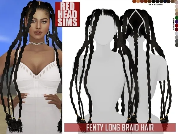 Alpha FENTY LONG BRAID HAIR - The Sims 4 Custom Content