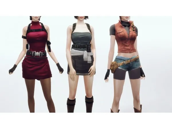 Alpha Leon Kennedy Jake Muller Jill Valentine Claire Redfield and Ada Wong from Resident Evil by plazasims - The Sims 4 Custom Content