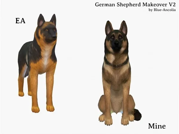 Alpha German Shepherd Makeover V2 V3 ancolia by blue - The Sims 4 Custom Content
