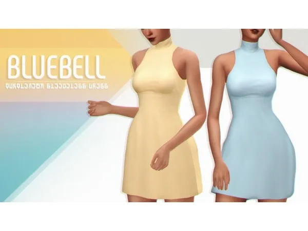 Maxis Match BLUEBELL sleeveless turtlenecked dress by viiavi - The Sims 4 Custom Content
