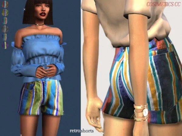 Maxis Match Retro shorts by cosimetics - The Sims 4 Custom Content