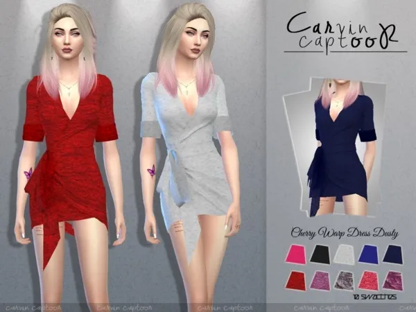 Alpha Cherry Warp Dress Dusty - The Sims 4 Custom Content