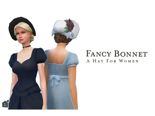 Maxis Match Fancy Bonnet A Hat For Women by linzlu - The Sims 4 Custom Content