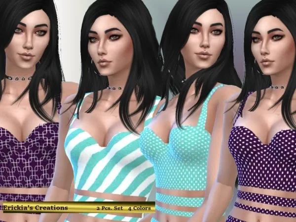 Maxis Match Ribbed Top V2 Teal and Purple - The Sims 4 Custom Content