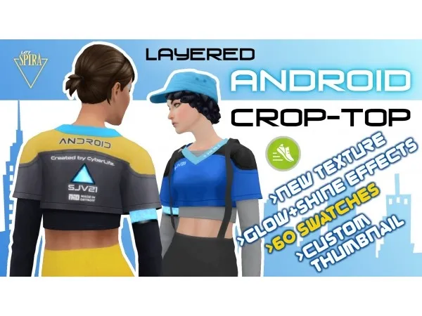 Maxis Match Female Android Crop Top by LadySpira by LadySpira - The Sims 4 Custom Content