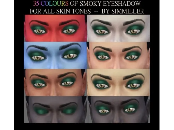 Alpha Smoky Eye Shadow ALL Skin Tones Male and Female Versions by Simmiller - The Sims 4 Custom Content
