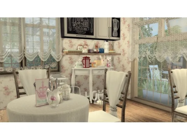 Maxis Match Tilly's Vintage Tea Room by bloomingrosy - The Sims 4 Custom Content