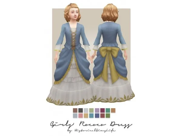 Maxis Match GIRLS ROCOCO DRESS by historicalsimslife - The Sims 4 Custom Content