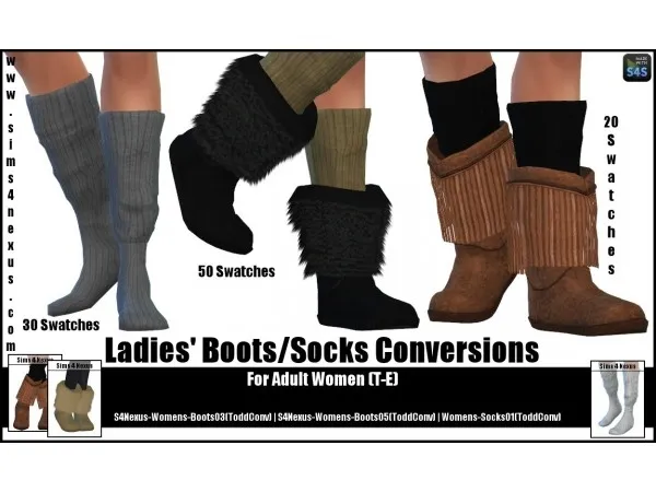 Alpha Ladies BootsSocks Conversions For Adult Women (T E) by sims4nexus - The Sims 4 Custom Content