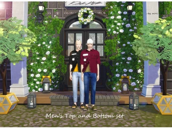 Alpha Mens Top and Bottom set by miniminisims - The Sims 4 Custom Content
