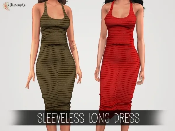 Alpha Elliesimple Sleeveless Long Dress by elliesimple - The Sims 4 Custom Content