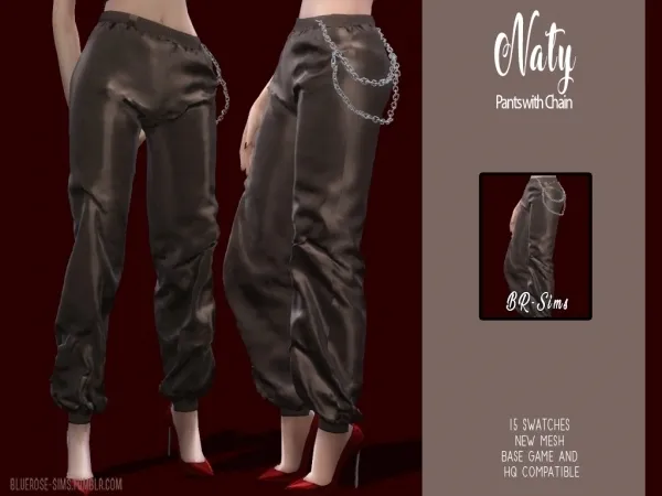 Alpha BR sims Naty Pants with Chain - The Sims 4 Custom Content